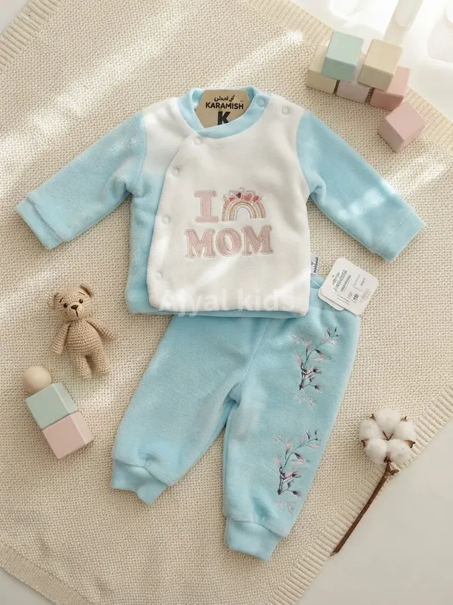 بحامه بيبي مخمل قطعتين mom