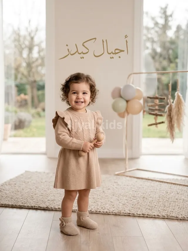 فستان بناتي صوف ناعم